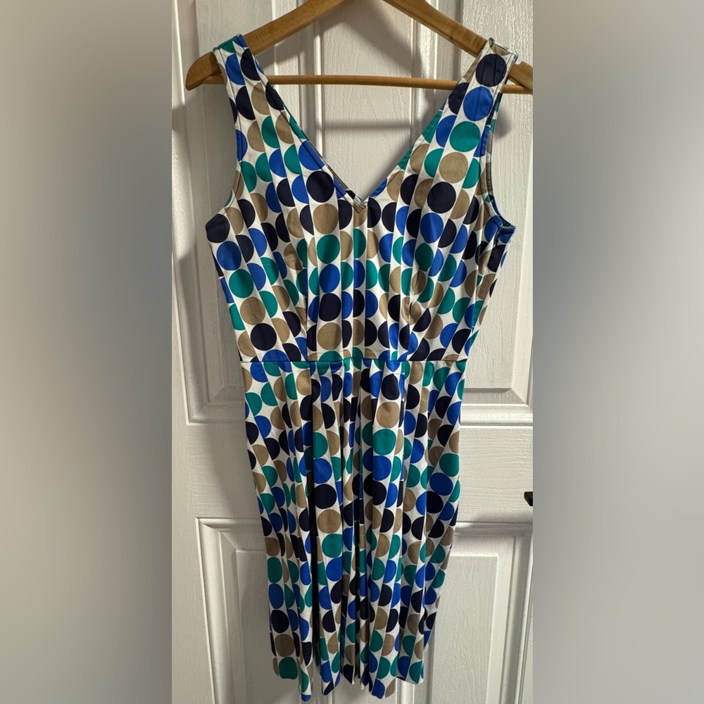 Banana Republic Polka Dot Fit & Flare Dress Size 4 Blue Teal Sleeveless Dress